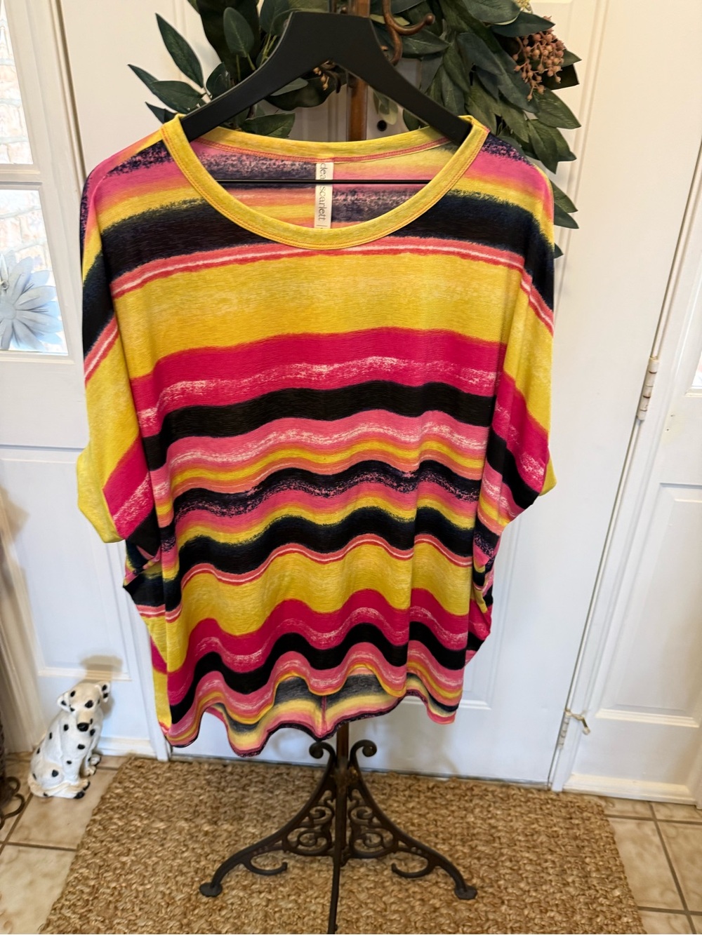 Dear Scarlett Lucky Penny Vibrant Colorful Stripe Oversized Top SS S